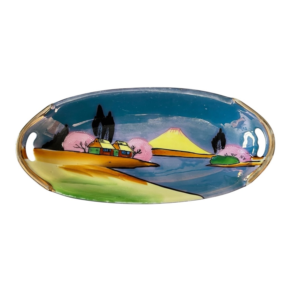 Hand Painted Porcelain Serving Dish 11x5” Made in Japan